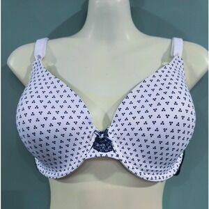 Maidenform White Bra with Navy Details, Padded and Underwires, Size 36DD NWOT